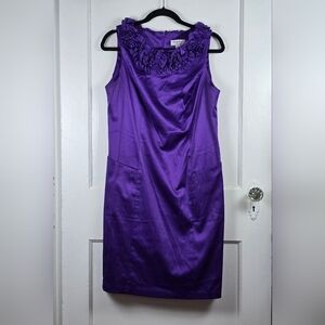 Sophia Christina Purple Satin Cocktail Dress with Pockets Size 12
